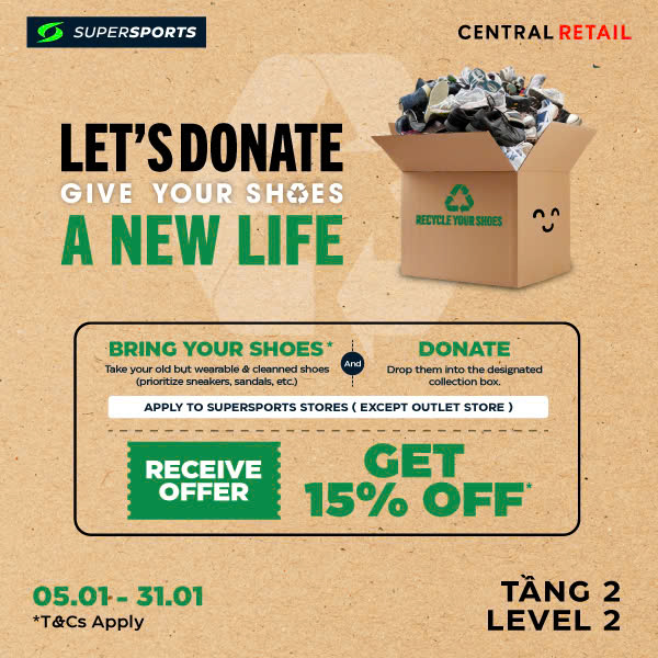 QUYÊN GÓP GIÀY CŨ - TIẾP NỐI HÀNH TRÌNH MỚI CÙNG SUPERSPORTS!